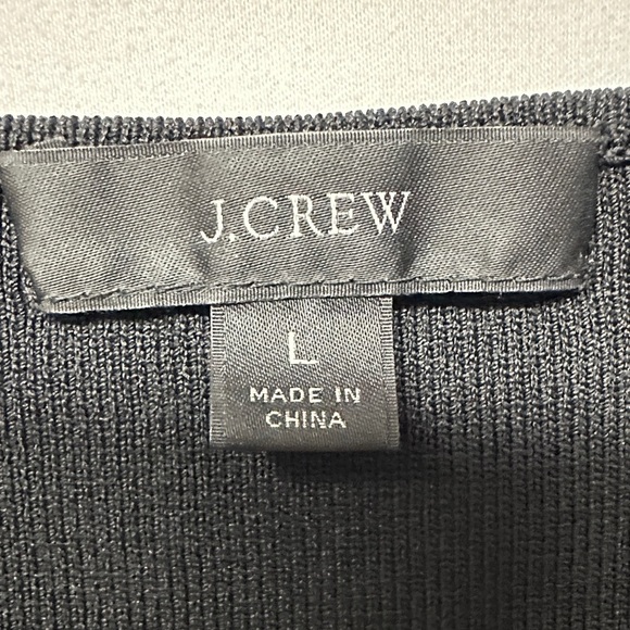 J. Crew Scoop Neck Ribbed Elegant Black Long Sleeve Dress L - Picture 4 of 6